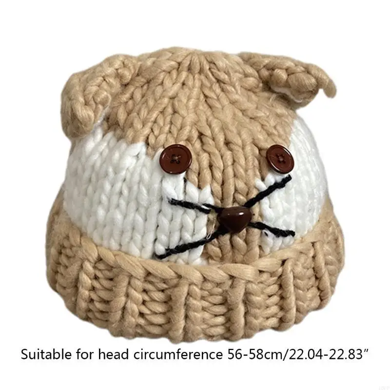 لآذان القط القبعات لطيف الكروشيه مضفر قبعة متماسكة الاتجاه الدافئ كل مباراة الصوف متماسكة قبعة شخصية آذان الحلو باوتو #6
