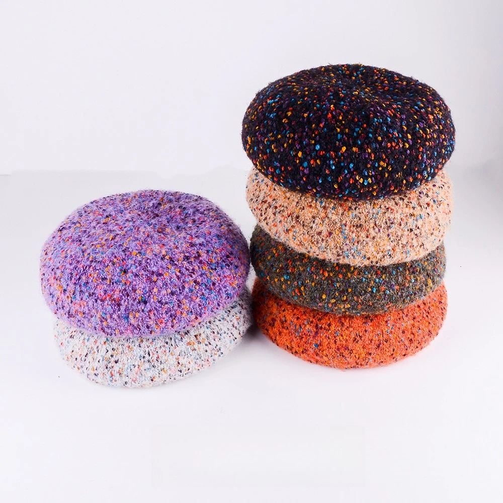

New Wool Winter Beret Hat For Women Dots Soft Top Quality Fashion Warm British Style Female Artist Hat Bonia Bonnets Cap Gift