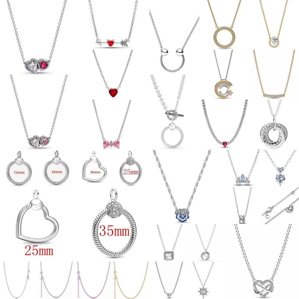 

Новое европейское серебро 925, розовый бант, форма красного сердца, ожерелье с цветочным принтом, подходящее для женских праздничных изысканных очаровательных ювелирных изделий, подарков