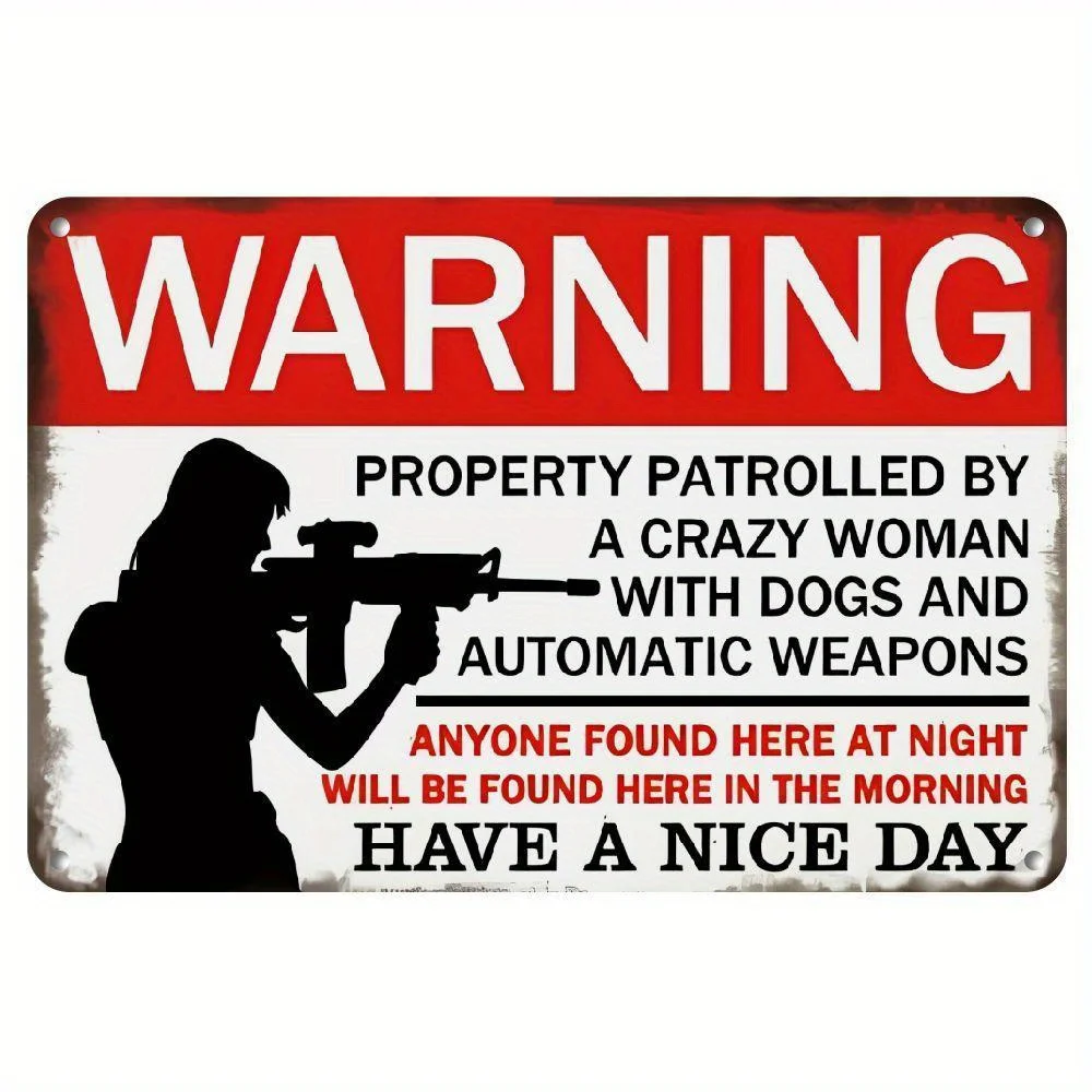 1pc Warning Vintage Metal Sign - Anyone Found Here At Night Will Be Found Here In The Morning - Wall Art Decor