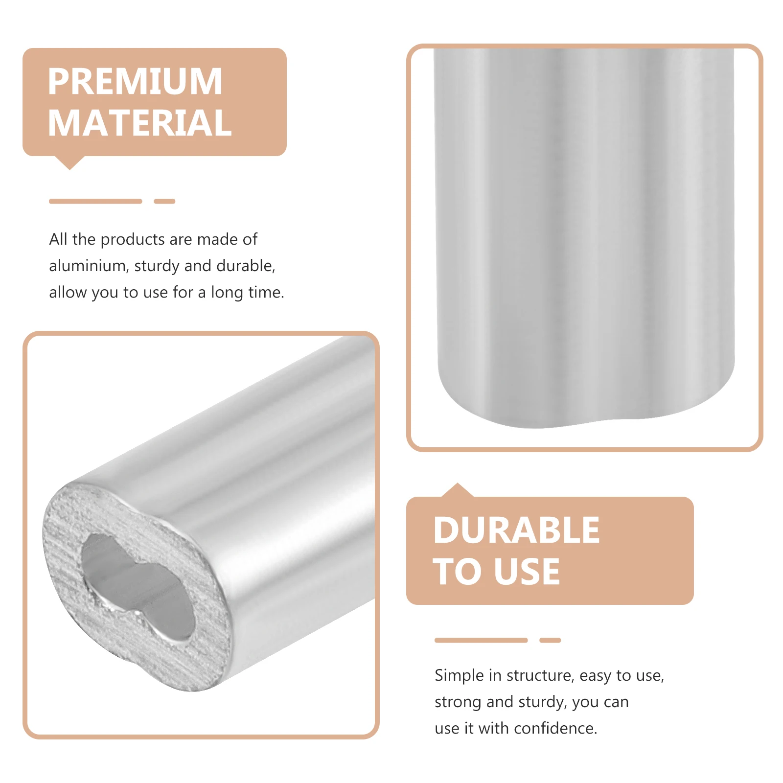 

100pcs Aluminum Crimp Loop Sleeve For Wire Rope Fittings Heavy Duty Cable Crimping Terminal Durable Lightweight Connector Secure