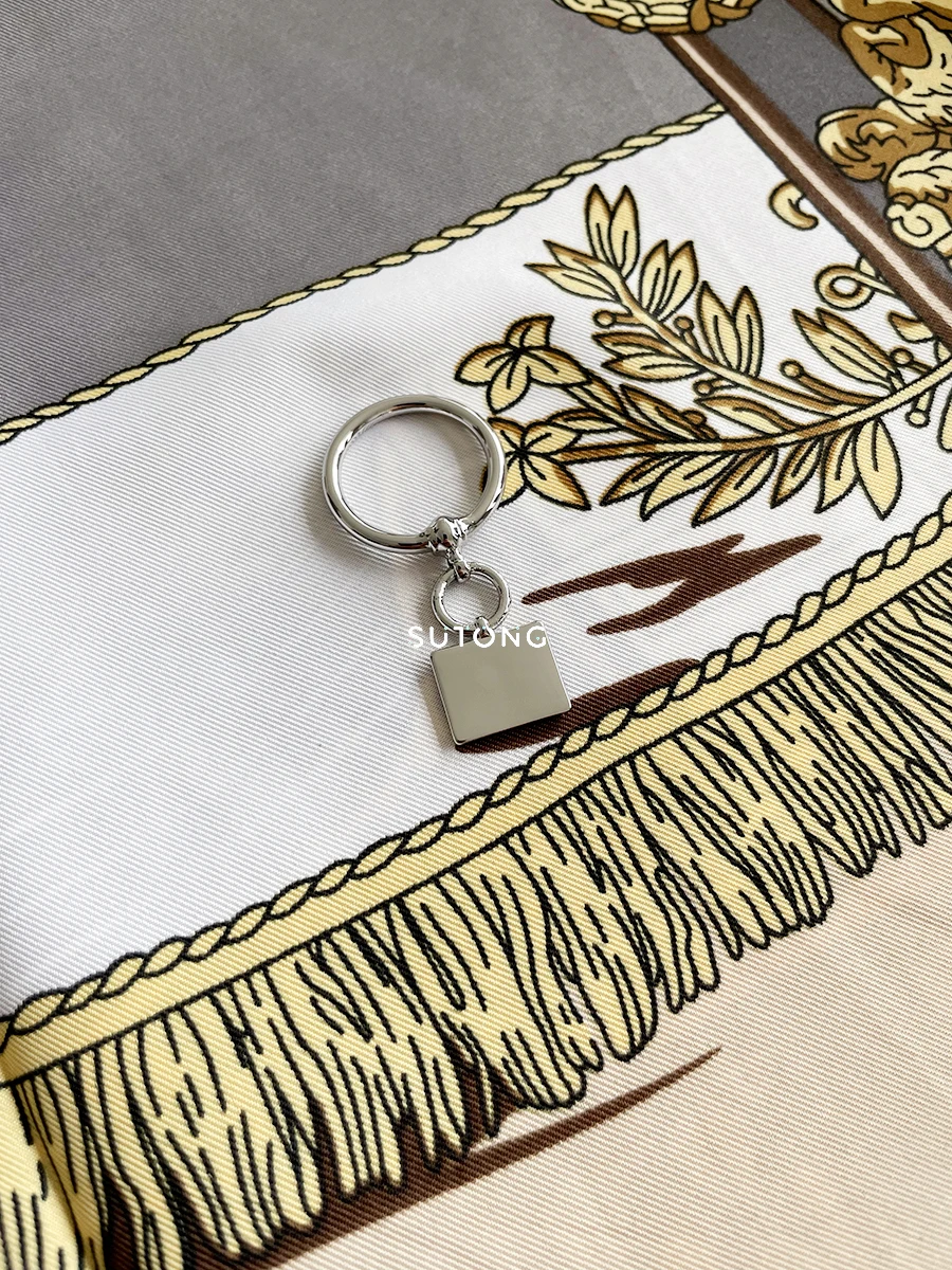 Women Weave Scarf Ring Metal Scarves Buckle 90cm Bandanas Holder Button Elegant Style Fashion Accessories Decoration Gift