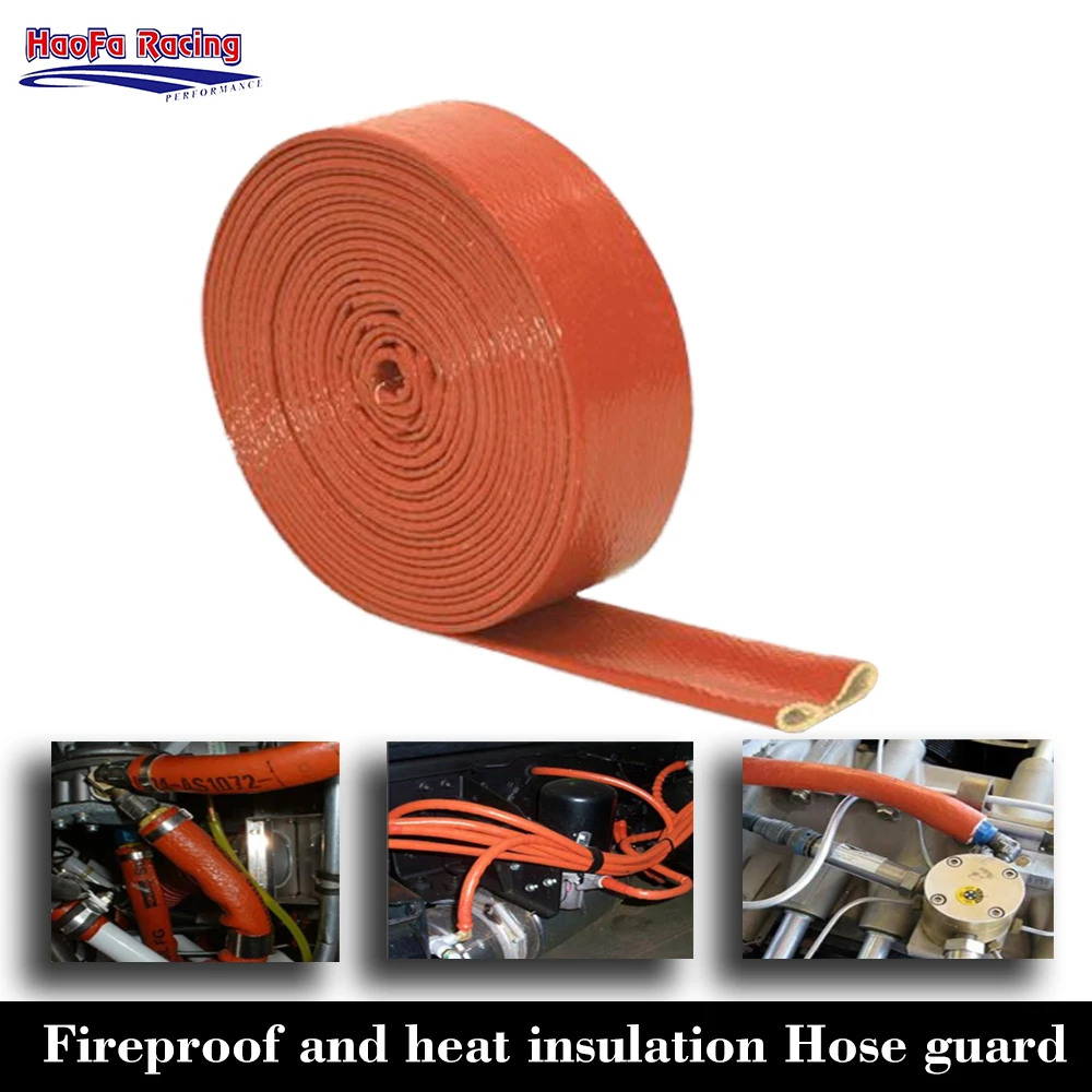 25.4mm/32mm Silicone Fiberglass Tube Coated Glass Fiber Braided Fireproof Sleeve Fire Retardant Case High Temperature 1M 2M