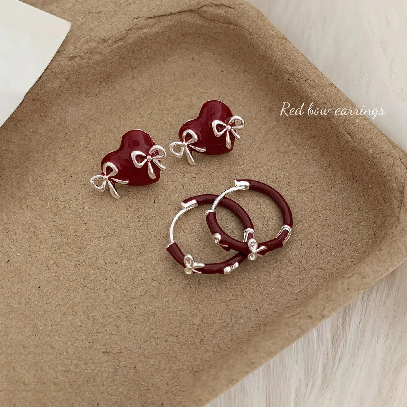 

Real 925 Sterling Silver Hollow Bowknot Heart Hoop Earrings For Women Classic Fine Jewelry Niche Light Luxury Accessories