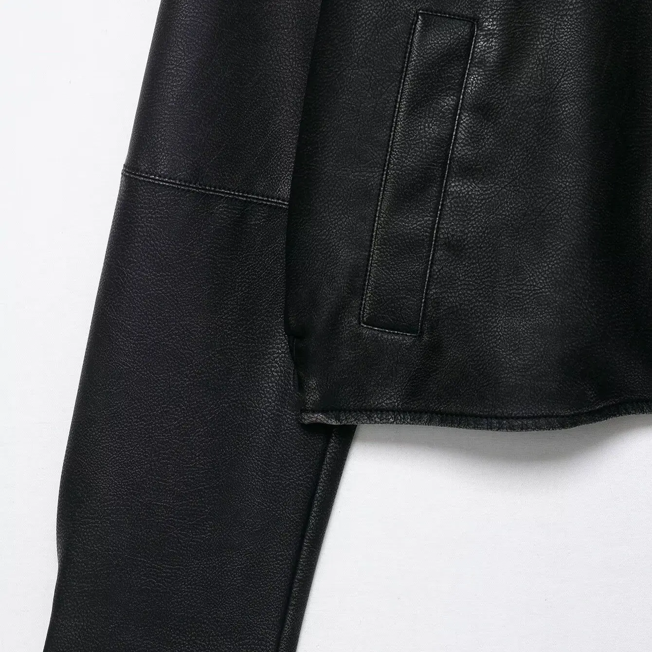 Jesień 2025 Nowa Kolekcja Damska Moda Kurtka Ozdobiona Zamkiem Błyskawicznym Imitacja Skóry Prosta Krój Długi Rękaw Bez PU...