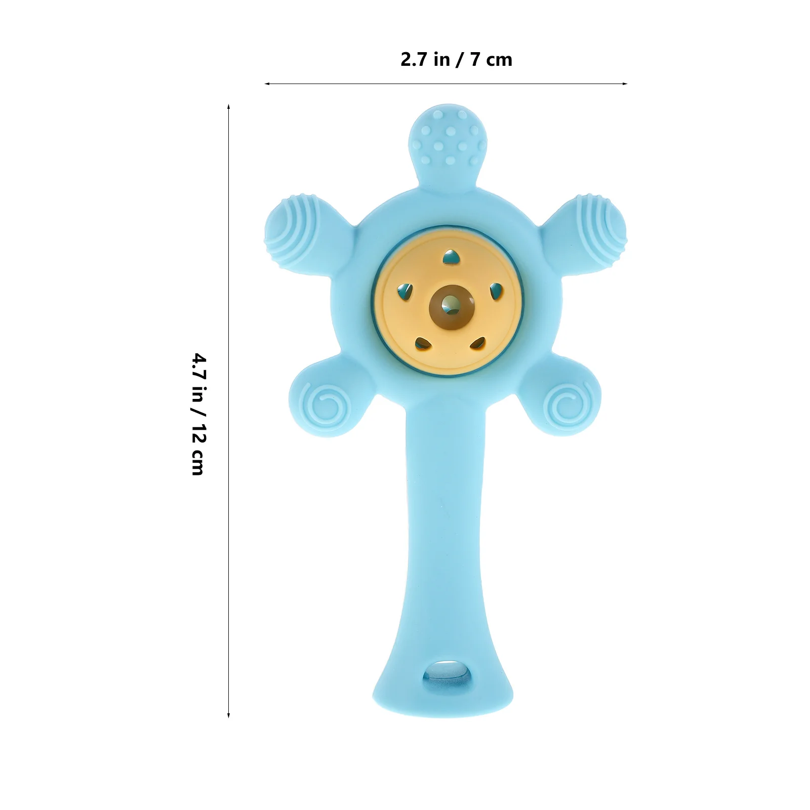 Anel de dentição para recém-nascidos: mordedor de chocalho de silicone com formato de roda gigante – promove habilidades de agarrar e acalma gengivas doloridas