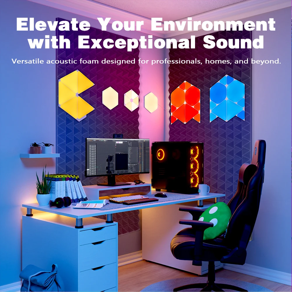 Paneles acústicos de espuma ignífuga que absorben el sonido: paneles grandes en forma de pirámide (1/2/3/4 piezas) renovación del hogar reductora de ruido