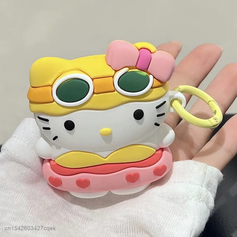 Sanrio Bikini Hello Kitty Cute Airpods Headset Case Silicone Luxury Cover Airpods 1 2 3 Pro Wireless Bluetooth Protective Case