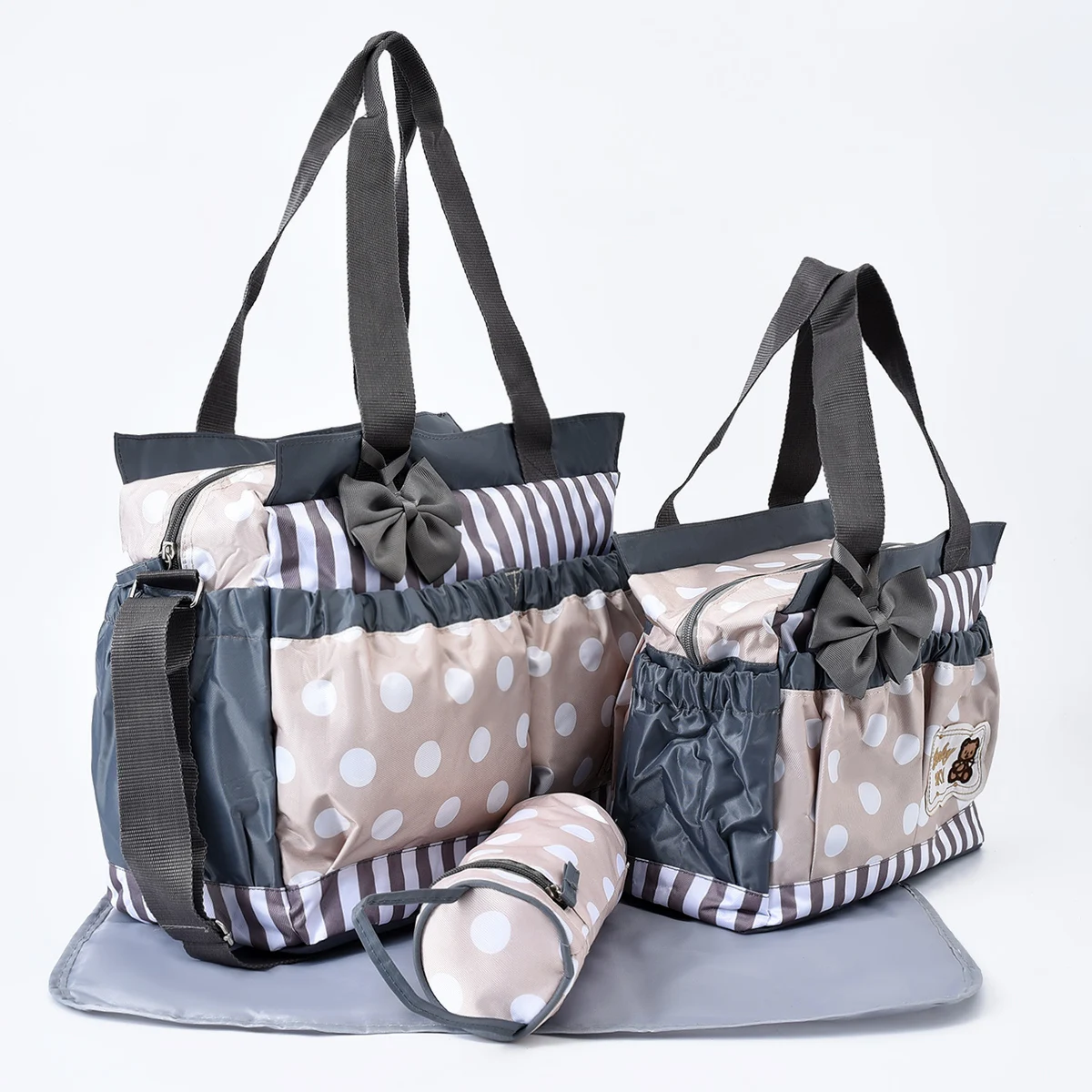 Fashionable printed mommy bag four piece set, large capacity multifunctional one shoulder crossbody bag, outdoor diaper bag