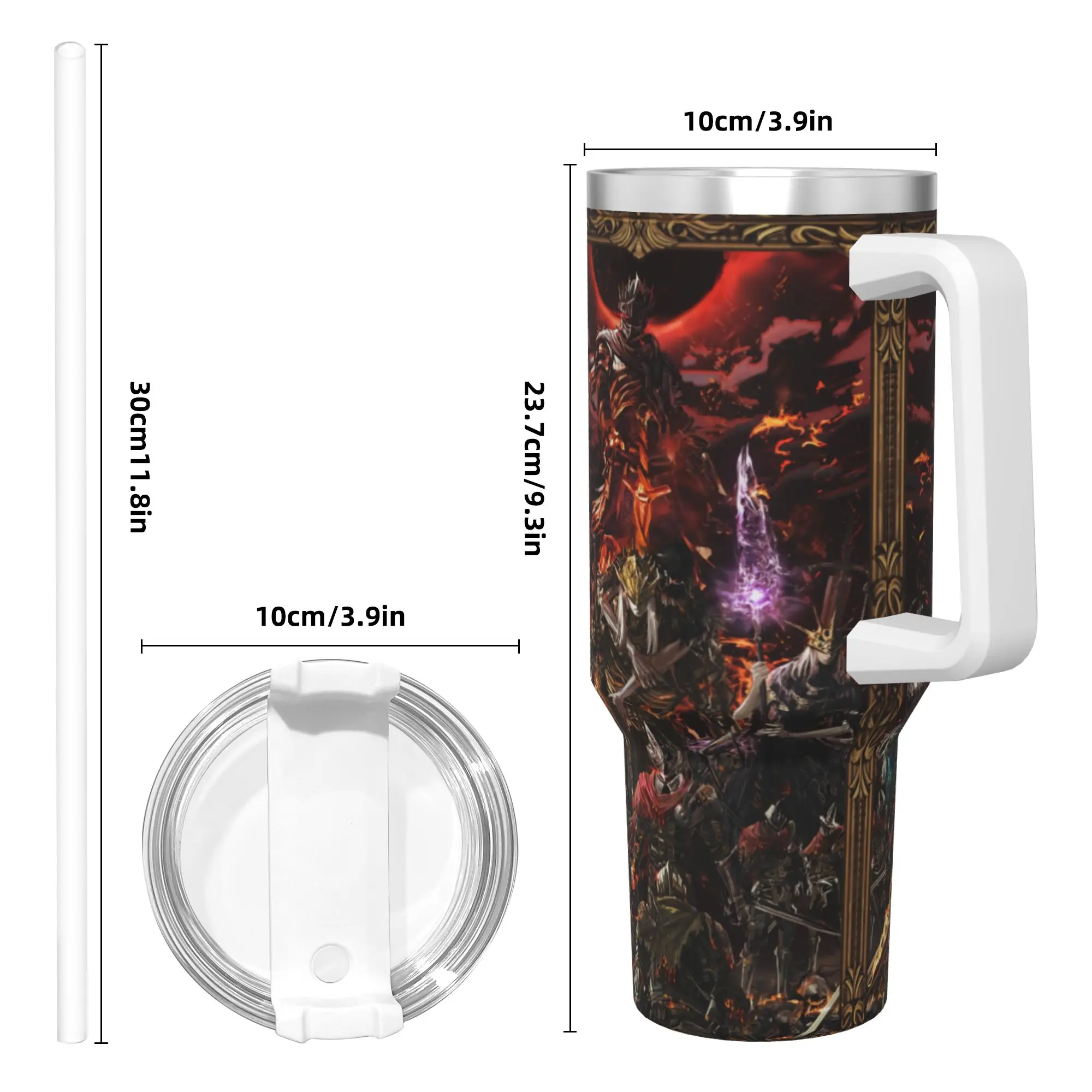 Elden Ring Stainless Steel Tumbler  Driving Thermal Cups With Straws and Lid 40oz Mugs Cup Cold and Hot Water Bottle view 4