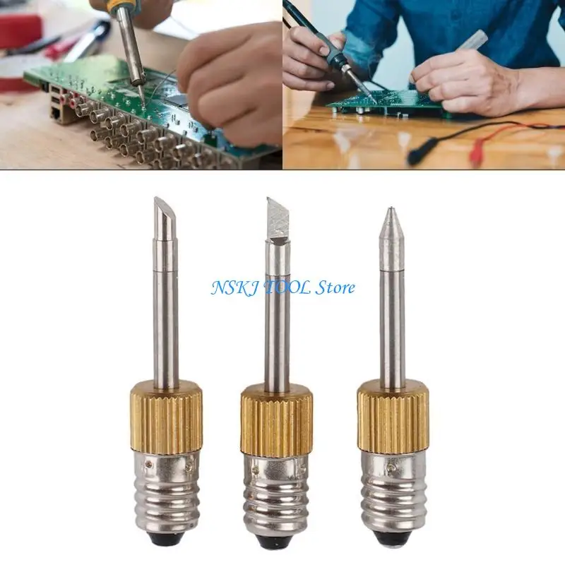 

L8RC Professional Soldering Iron Tips Replaceable E10 Needle Tips Wireless Threaded Steel Soldering For Indoor Outdoor Repair