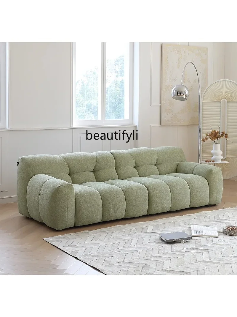 Sofa Light French Retro Cream Modern Minimalist Chenille Cotton Linen Fabric Sofa