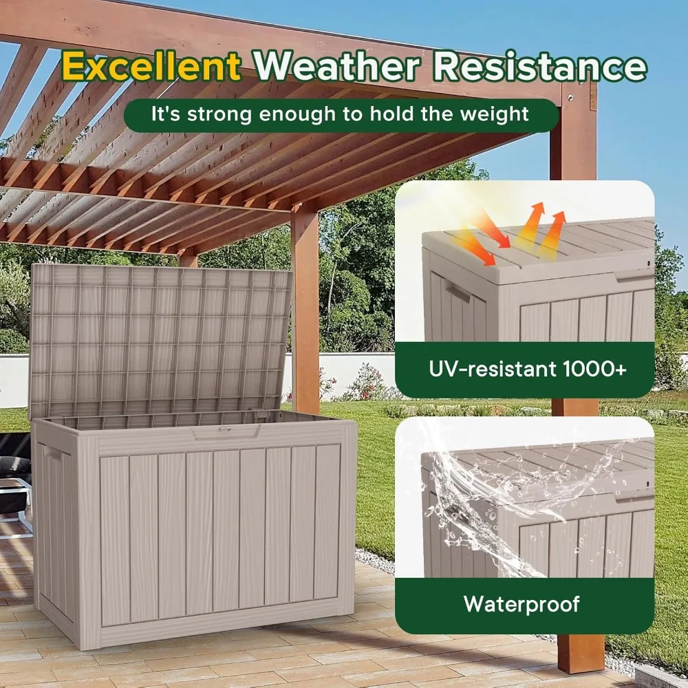 Outdoor Storage Housing Deck Box - Waterproof Patio Furniture, Garden Tools, Cushions, Pool Accessories Storage Bench