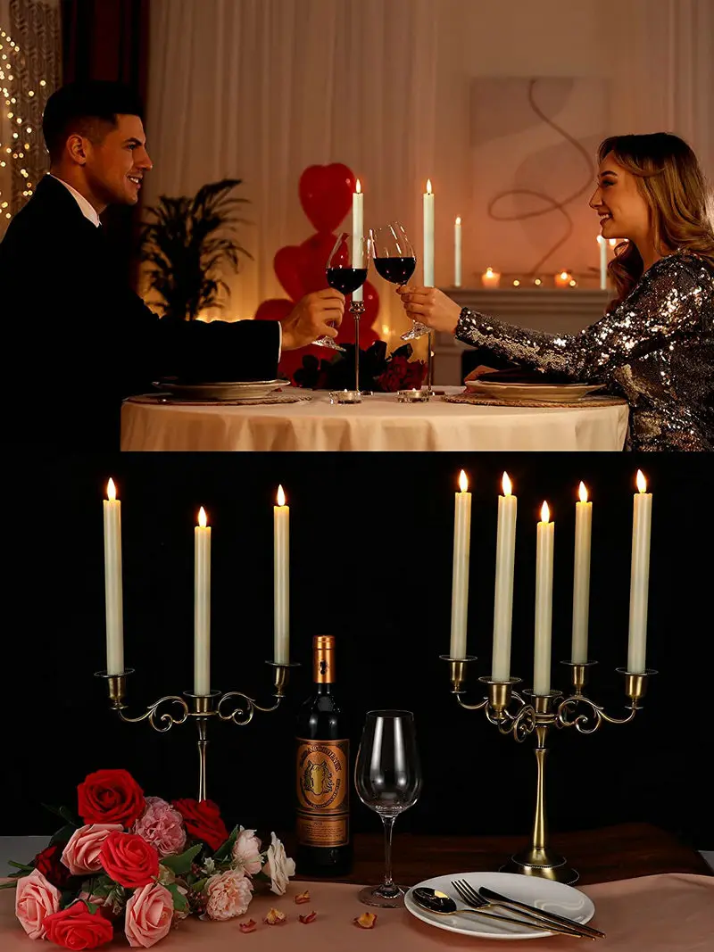 10" Led taper Candlestick 3D Wick Flickering Flat edge Stick Candle Battery Operate Wedding Home Table Party Decorative Lighting