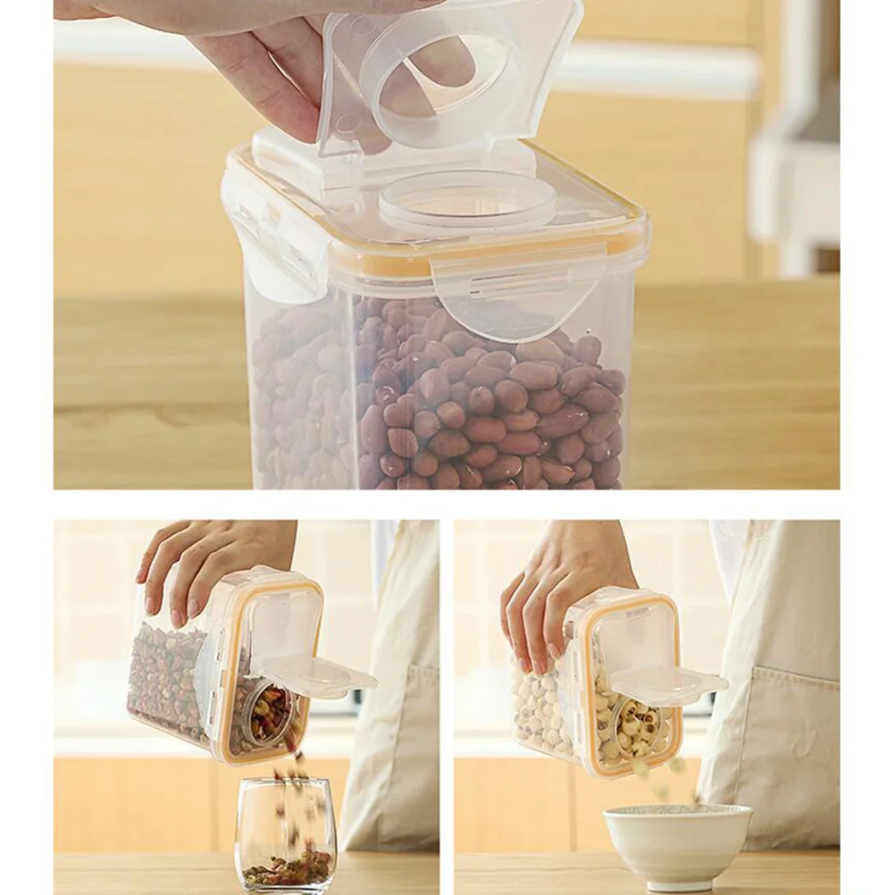 صندوق تخزين الحبوب البلاستيكية 1000 مللي حاوية طعام مختومة وعاء تخزين الحبوب منظم مطبخ مانع للتسرب حفظ الطعام الطازج