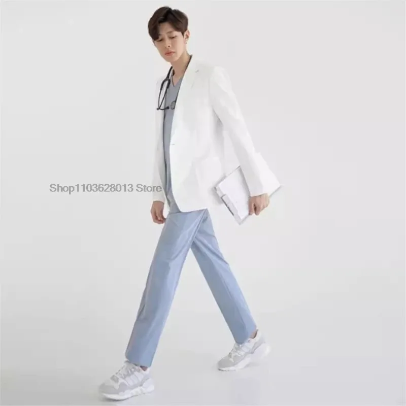 DY20Long sleeved Medical Coat Men's high-end Scrub Tops Hospital white coat women's beauty salon oral dentist work clothes25 - view 5