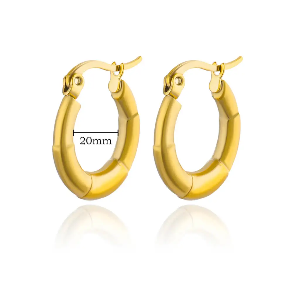 Pendientes de aro redondos brillantes para mujer, aretes gruesos de acero inoxidable, Color dorado, joyería de boda, regalo de San Valentín