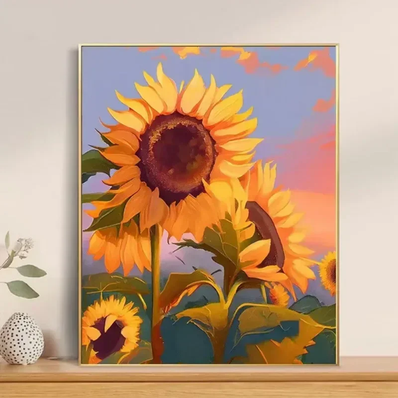 Beach Rose Diy Digital Oil Painting Tulip Flower Landscape Hand-painted Coloring Acrylic Oil Paint Decorative Hanging Painting