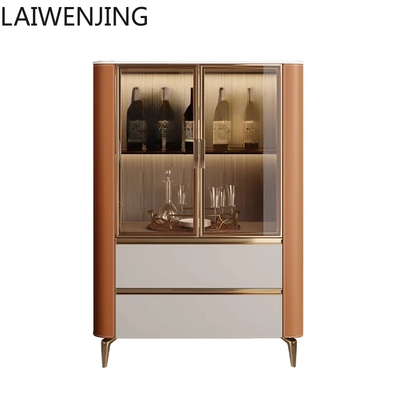 

HLZ light luxury modern solid wood home living room multi-functional storage cabinet figure cabinet glass display cabinet