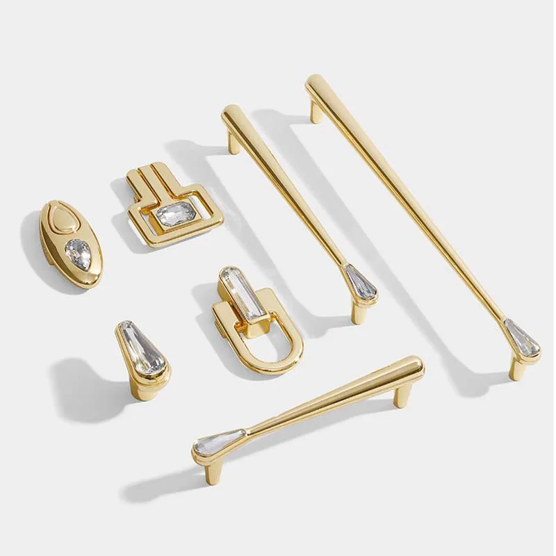 Cabinet Door Handle Crystal Nordic Zinc Alloy Handle Light Luxury Cabinet Wardrobe Door Handle Drawer Single Hole Small Handle