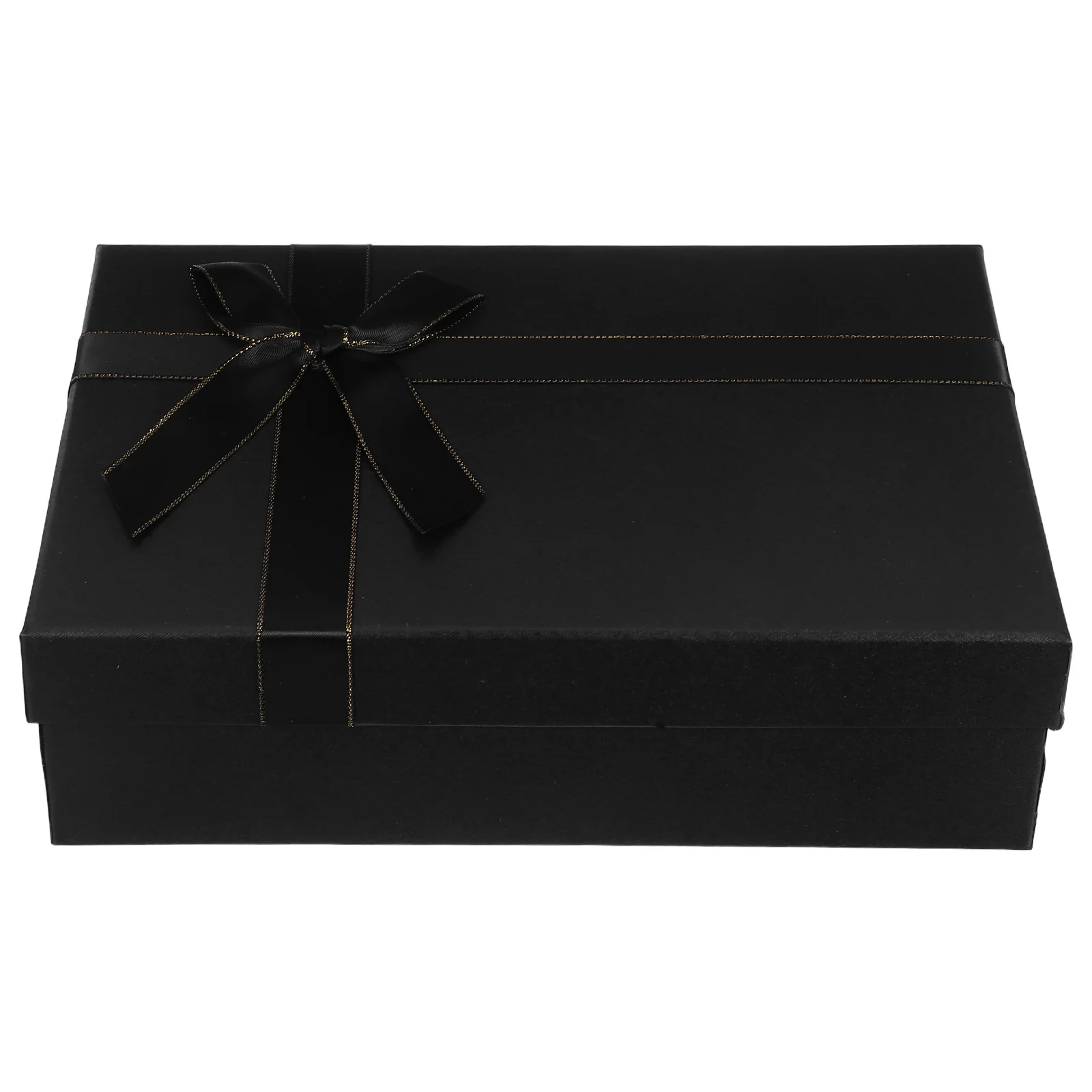 

Black Rectangle Gift Box With Filler Bowknot Elegant Present Packaging Case For Wedding Birthday Valentine Bridal Shower