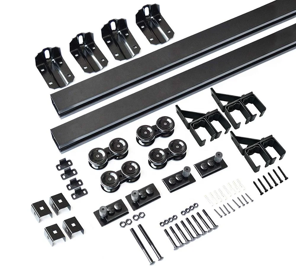 Heavy Du ty Single Bypass Door Track System Steel and Brass T-Track Hanger Set for Sliding Door Hardware for Building
