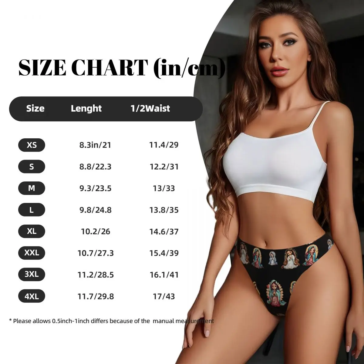 Custom Virgin Mary G-string Underwear Women Breathable Stretch Thongs Panties