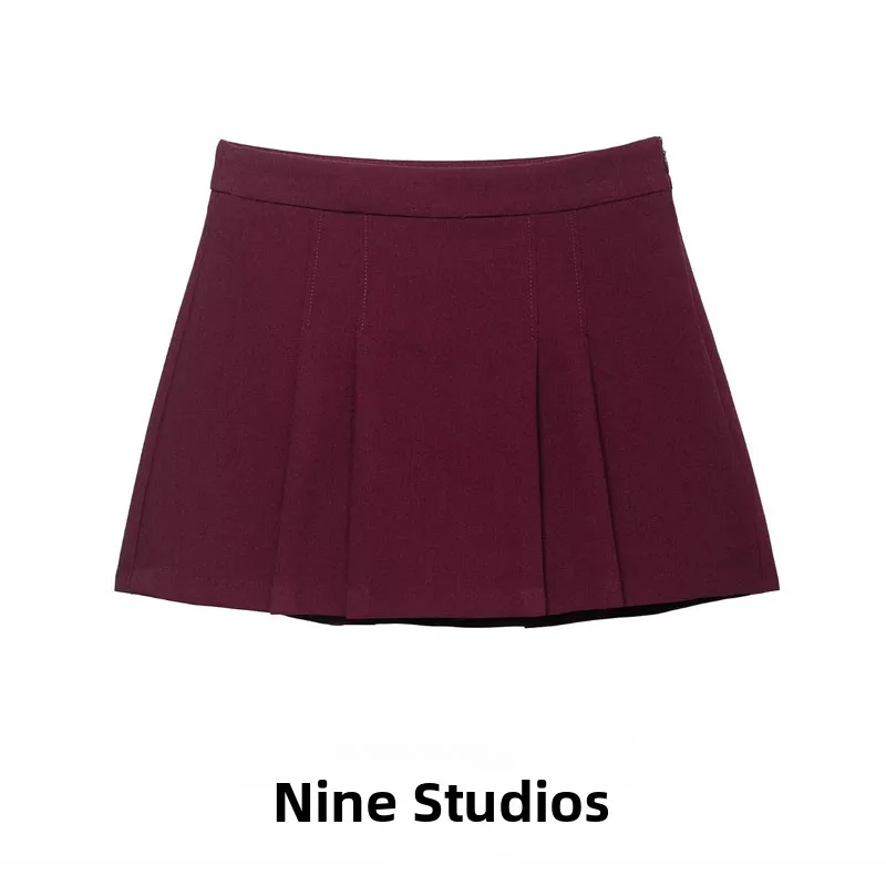 

Плиссированная декоративная юбка с высокой талией, брюки, повседневная винтажная женская модная юбка из полиэстера с высокой талией, H-образная юбка