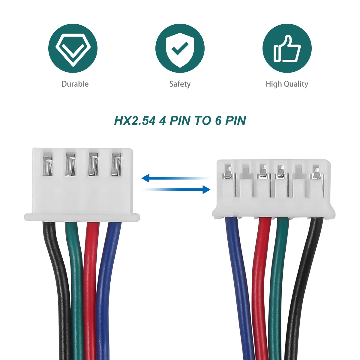 Conexão usa cabos de motor de passo, dois conectores, chumbo para acessórios de impressora 3D