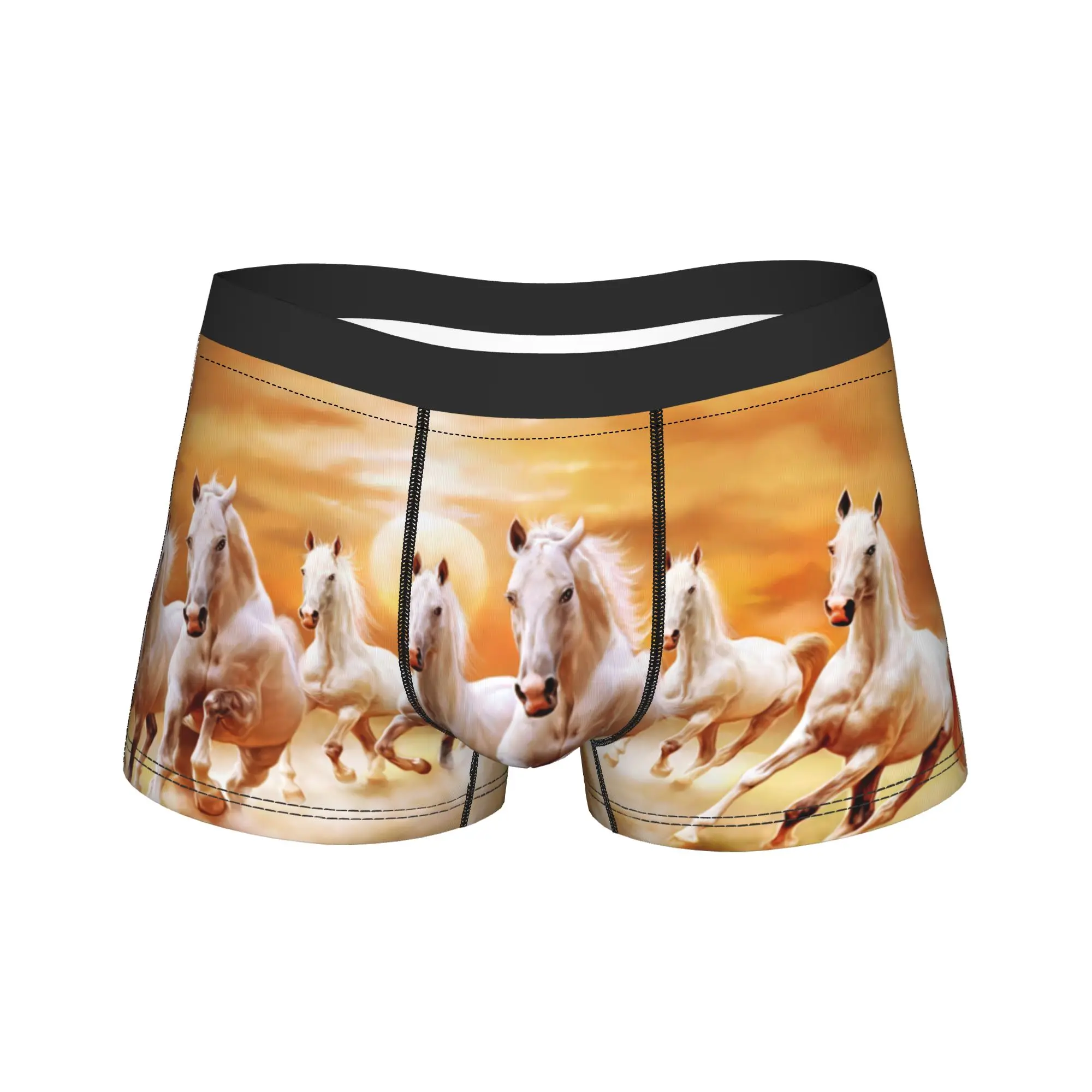 

Мужское длинное нижнее белье с 3d беговой лошадью, забавные трусы-боксеры, шорты, мужские дышащие трусы M-XXL