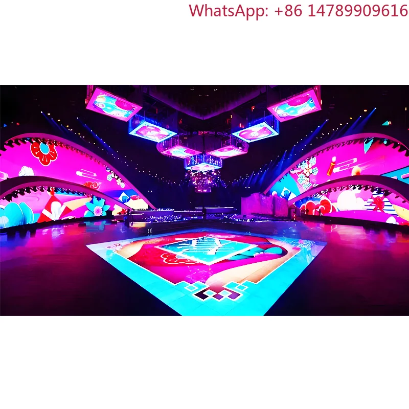 Led Poster Floor Interactive Dance Floor Video Tile Led Display Screen Flexible Floor Led ScreenHigh Refresh RateHeavy-dutyFootT