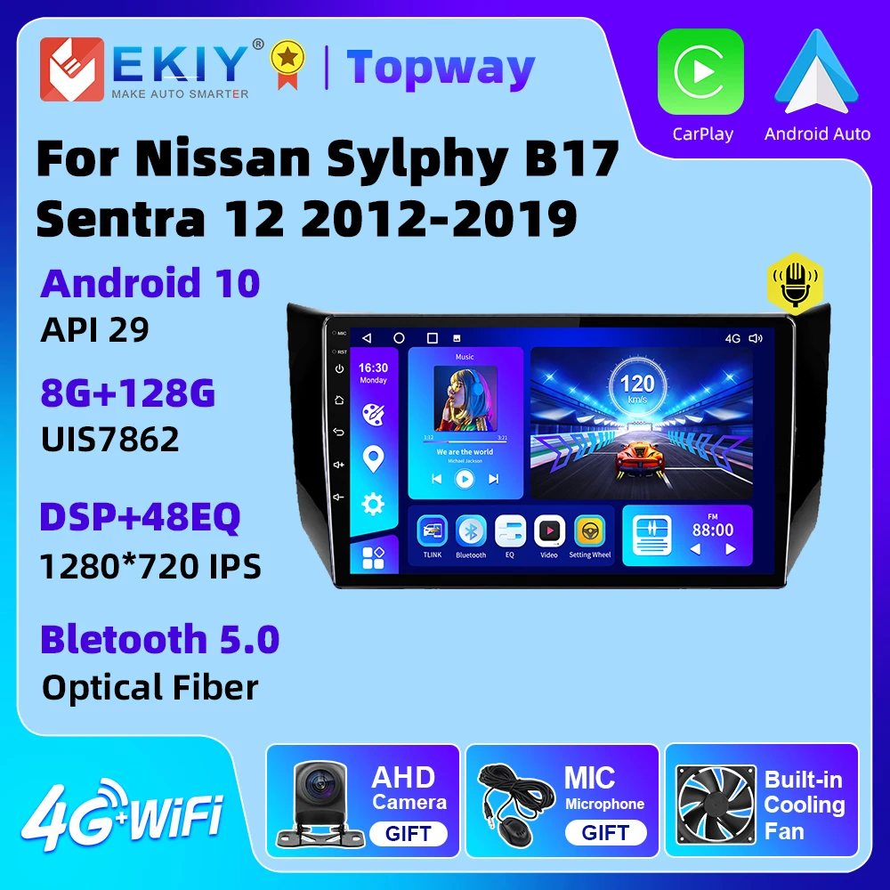 

EKIY For Nissan Sylphy B17 Sentra 12 2013-2017 Car Radio Multimedia Player Navigation GPS DVD 2 Din 4G WIFI BT Carplay Auto