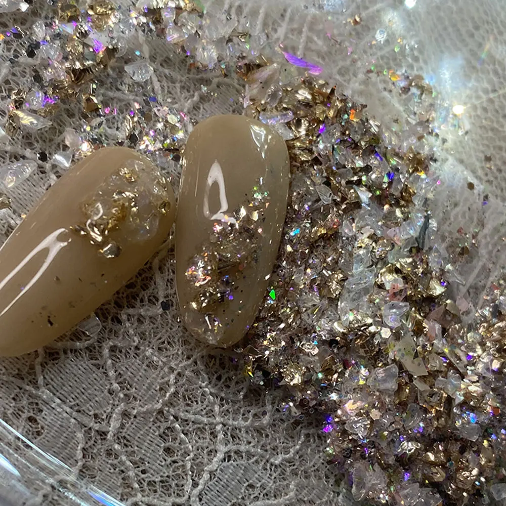 1병 반짝이는 샴페인 글리터 스팽글 믹스 쉘 플레이크 파우더 네일 아트 데코레이션 홀로그램 울트라-씬 포일 매니큐어 스팽글