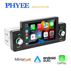 Radio con Bluetooth para coche, Apple CarPlay, 1 Din, 5 pulgadas pantalla, Android-Auto, manos libres, reproductor MP5, A2DP, USB, receptor FM, Autorradio unidad principal del sistema de Audio F160C