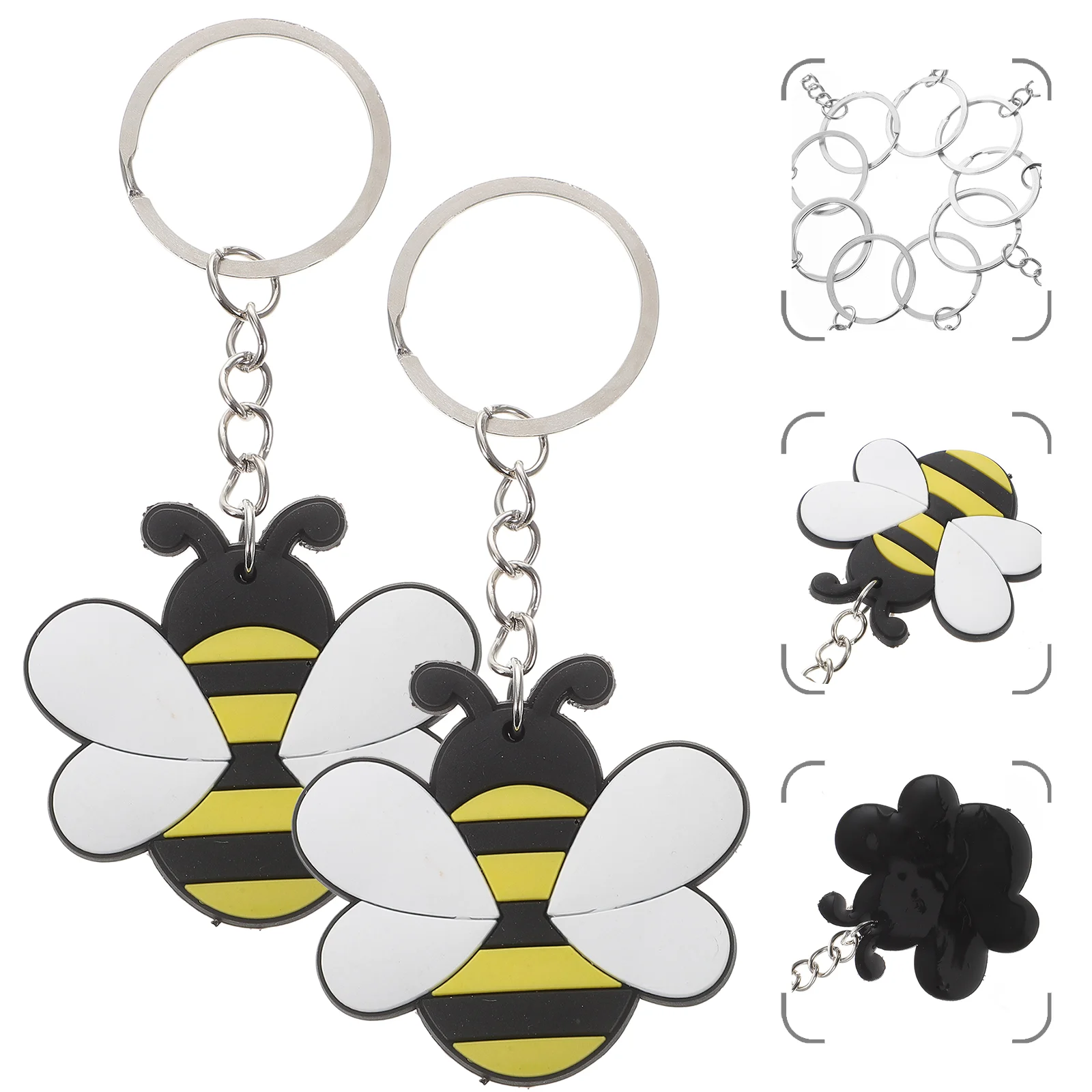 

24 Pcs Bee Keychain Creative Hanging Cars Toys Cartoon Decoration Ring Pendant Cute