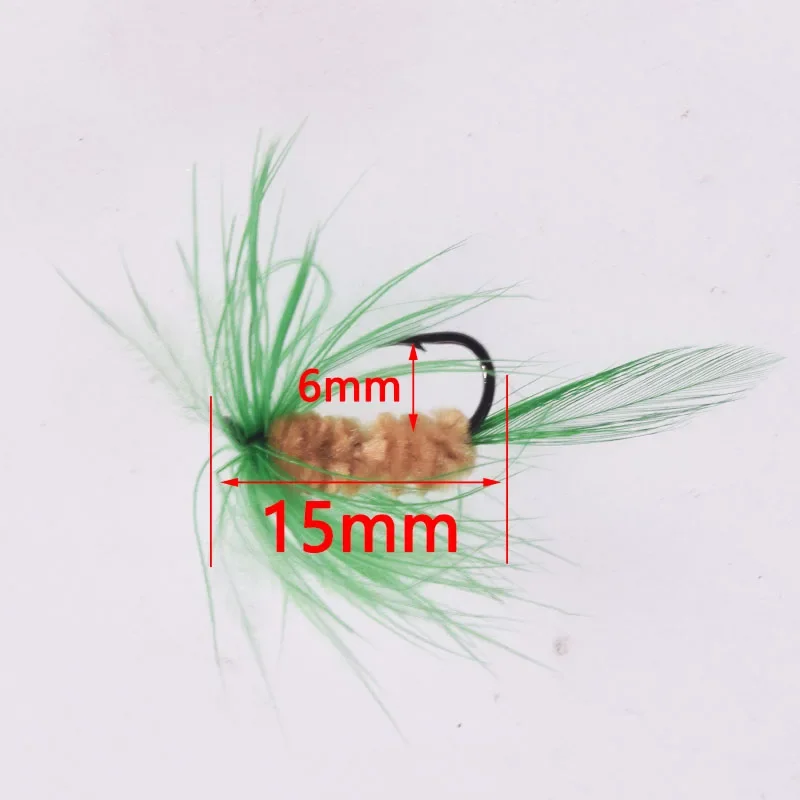 12 Pcs Insect Fly Fishing Lures Artificial Fishing Bait Feather Hooks Carp Fishing Bait for Fishing Single Treble Hooks