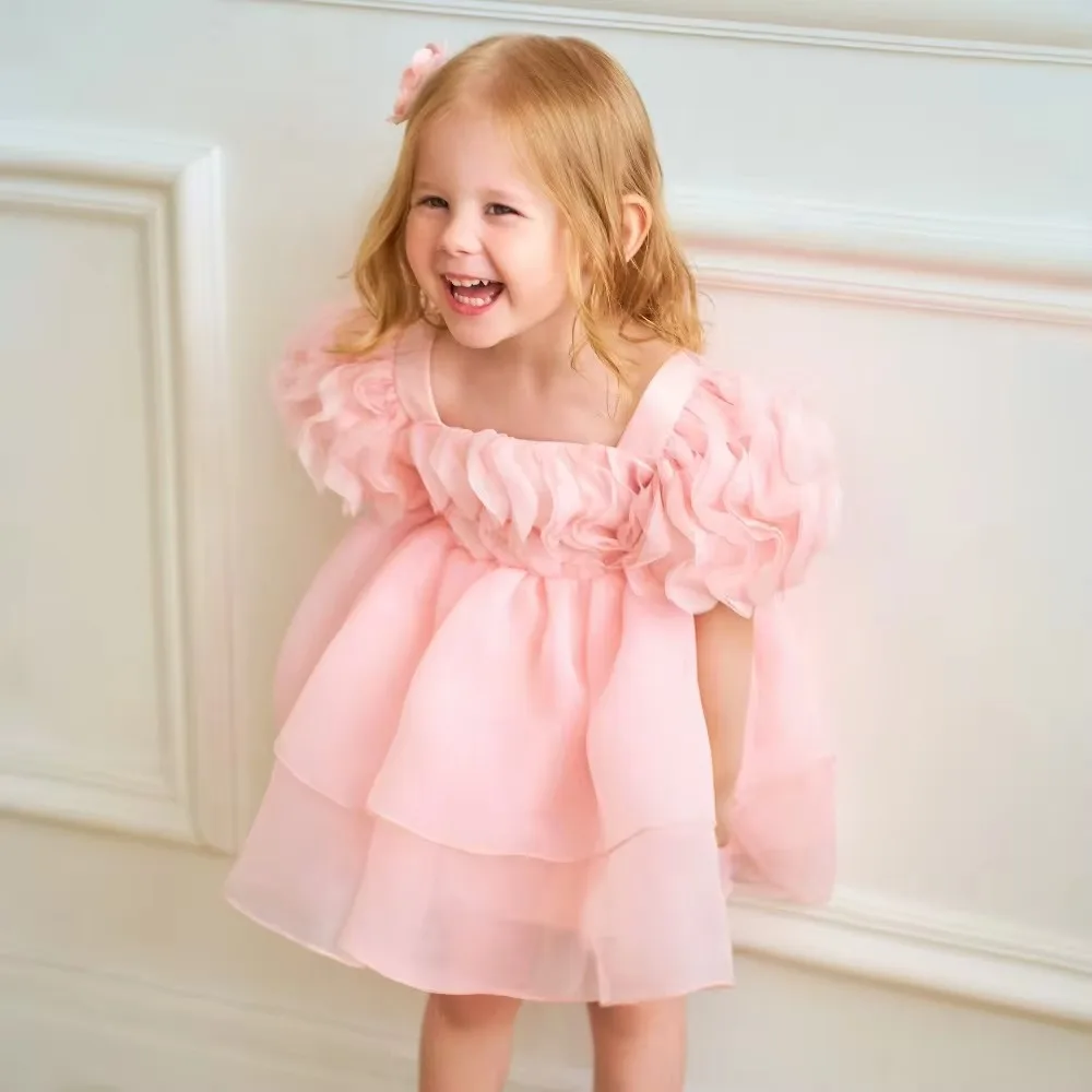 

Girls Dress Spring and Summer 2024 New Style Sweet Children's Performance Dress Skirt Girls Cute Princess Dress