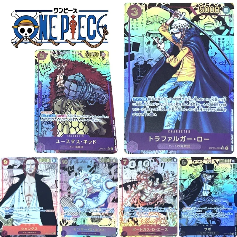 One Piece Anime Characters Trafalgar D. Water Law Shanks DIY Homemade Game Toys Bronzing Collection Card Christmas Birthday Gift