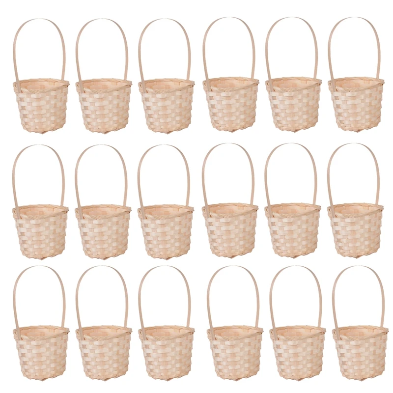 

18Pcs Bamboo Weaving Basket Picnic Basket Practical Flower Holder Home Storage Basket Plant Box Wicker Baskets