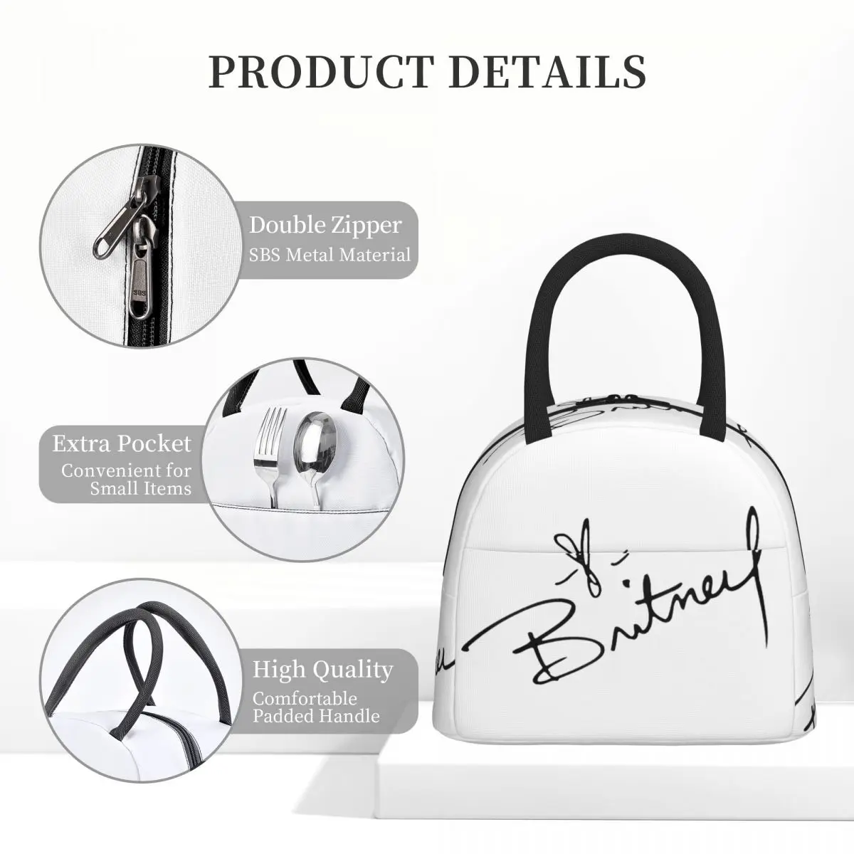 Britney Spears SIGNATURE Lunchtaschen, isolierte Bento-Box, tragbare Lunchtasche, Picknicktaschen, Thermotasche für Damen, Studenten, Schule