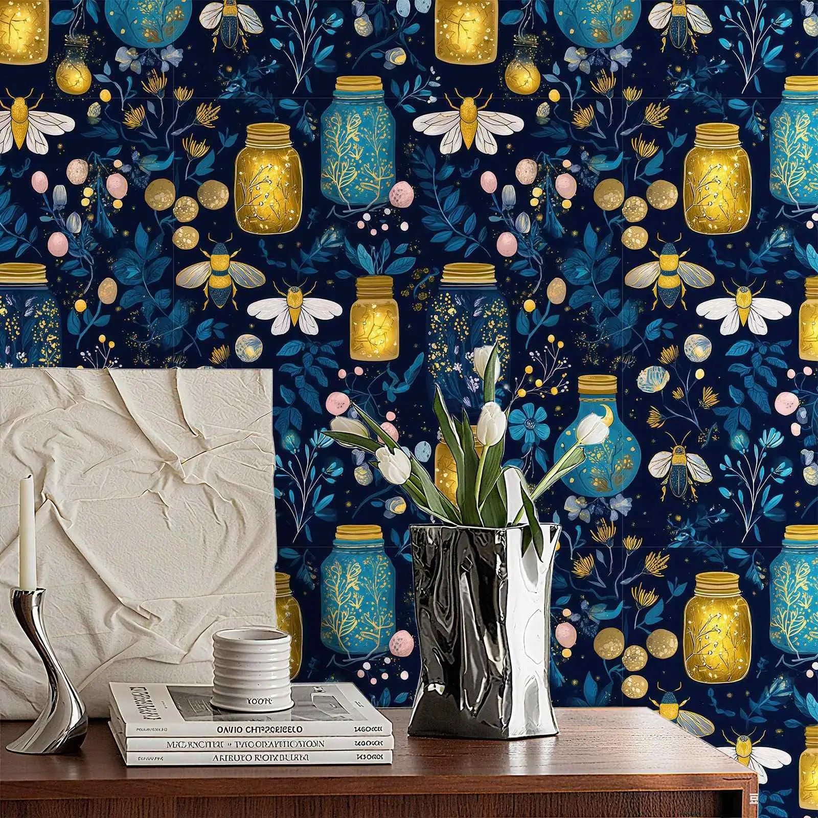 Firefly Bottle Peel and Stick Wallpaper Home, Bee Self-adhesive Contact Paper, Waterproof Removable Wall Sticker for Cabinet