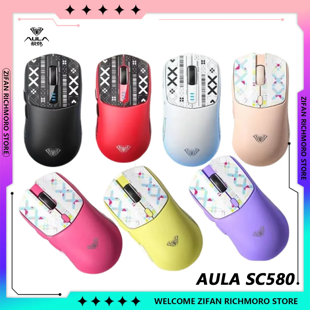 AULA SC580 Series Tri-mode 10000DPI Bluetooth Wireless Lightweight Mice E-sports Gaming Mouse Customized Office PC Accessories