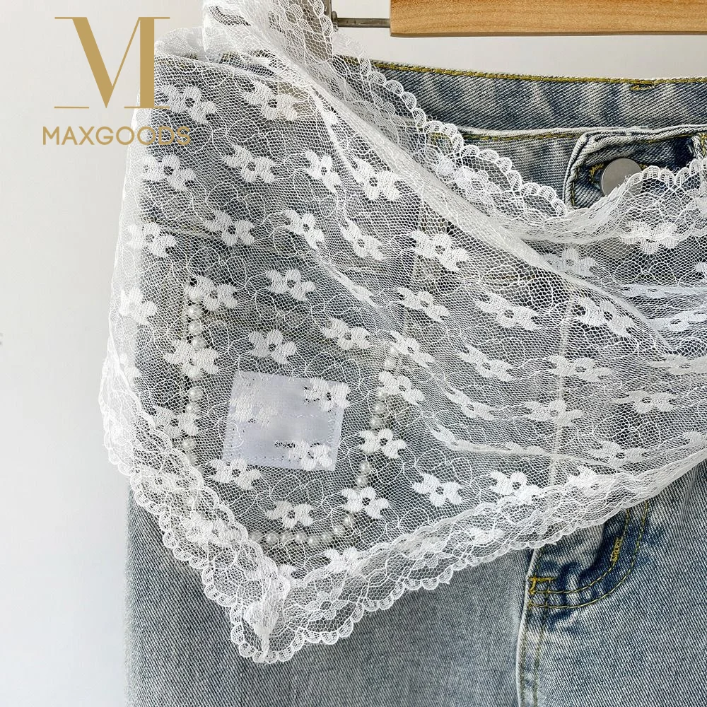 

Casual Vintage Lace Flower Hair Scarf Shawl Cute Chic Style Bandanas for Women Bohemian Thin Triangle Head Scarf Pastoral Style