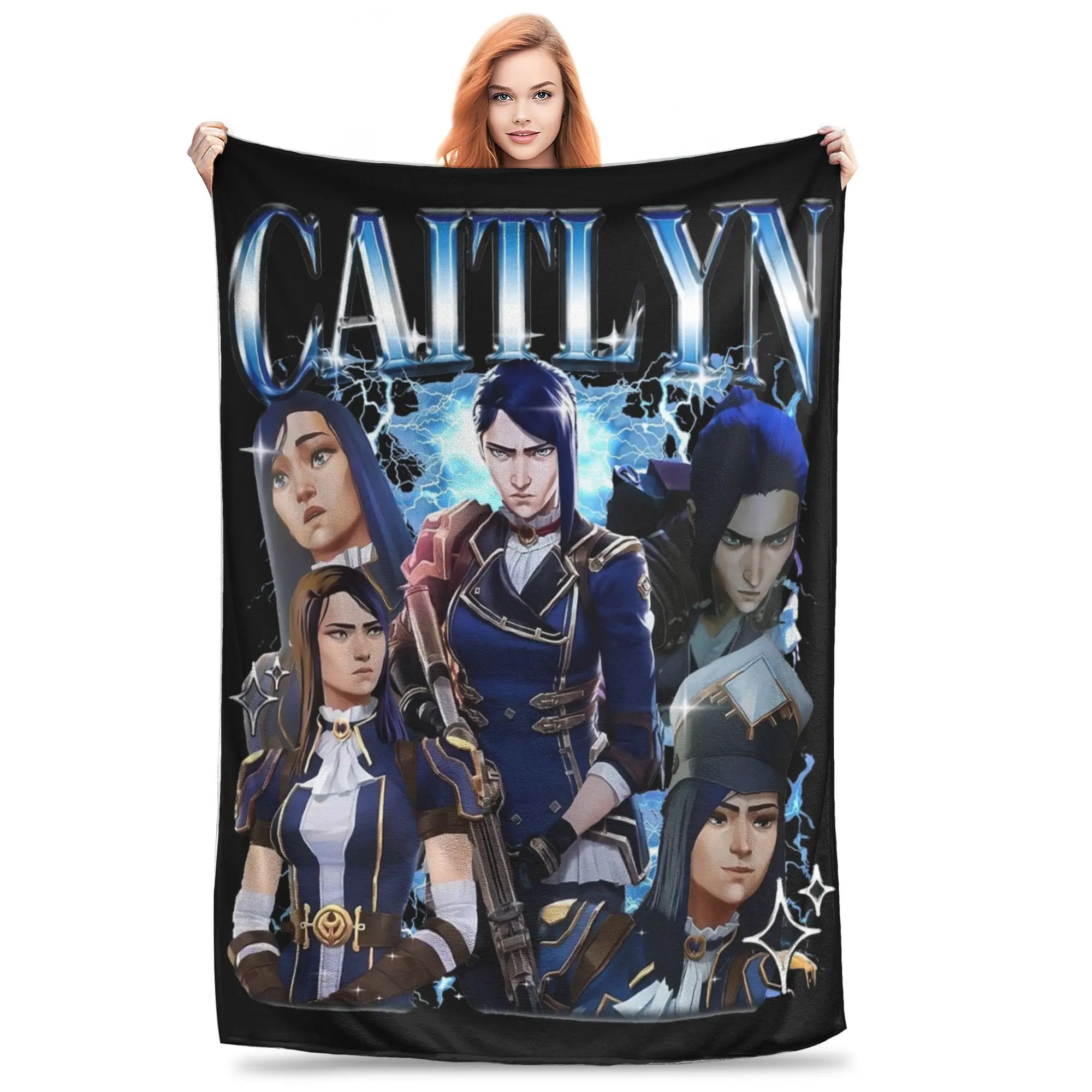 Caitlyn Arcane Blankets Flannel Textile Decor L-Leagues of Legend Game Multi-function Thin Throw Blankets for Bed Car Bedspread