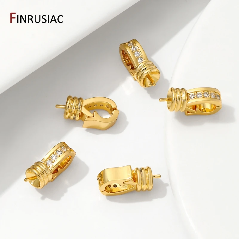 18K Gold Plated Brass Pendant Bails With Pearl Mounting,Inlaid Zircon Bails Connectors For DIY Jewelry Making Supplies
