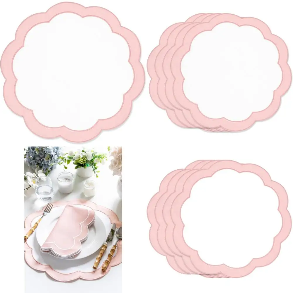 

Luxury Coastal Terrace Table Mat Set, 4-Piece, 40.64cm Double Layer Waterproof, Suitable for Kitchen or Dining Table, Blush Pink