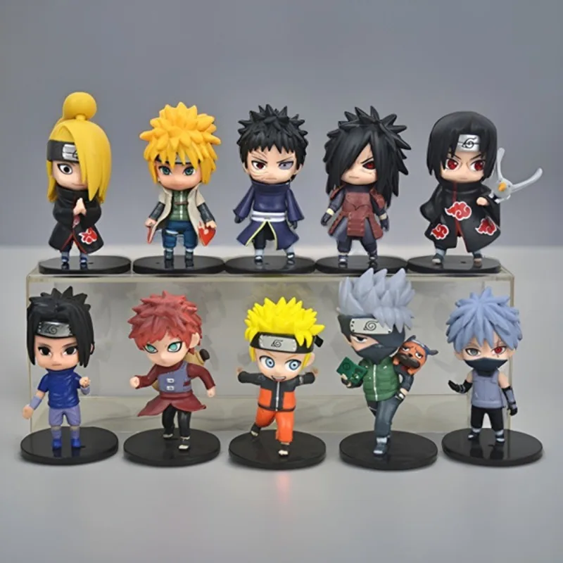 Naruto Shippuden Q Figurenset – Naruto/Sasuke/Kakashi 8 cm PVC – Auto-/Desktop-/Kuchendekoration, Geburtstagsgeschenk für Jungen