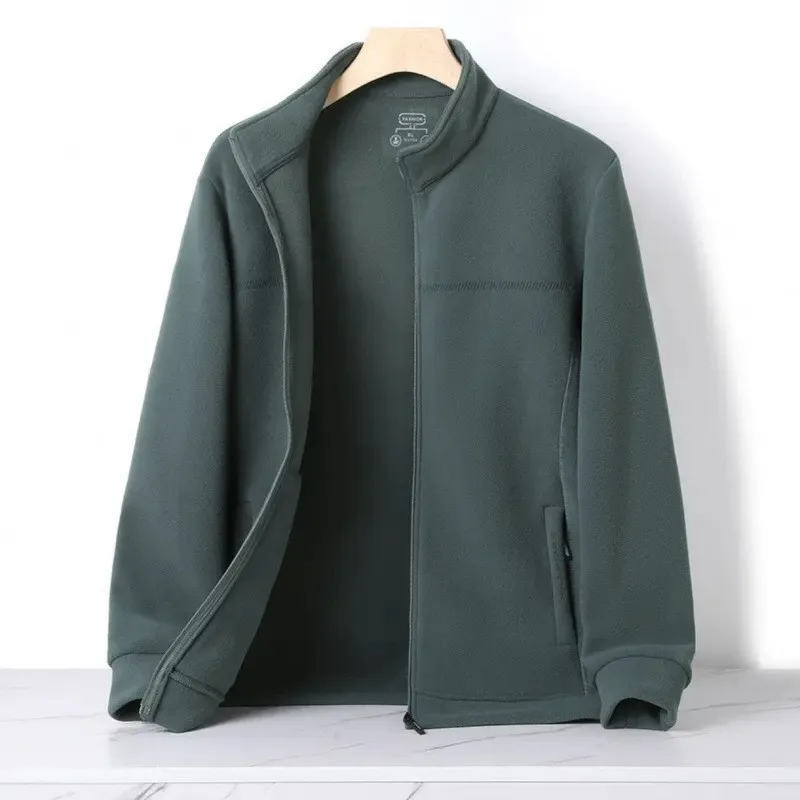 

New Autumn-winter Thickened Fleece Jacket for Men, Mid-aged Warm Cardigan, Brushed Fleece Hoodie