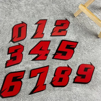 1Pc 0123456789 Rood Nummer Motorfiets Stickers Motor Brandstoftank Zijpanelen Scooter Helm Diy Moto Mode Vinyl Stickers
