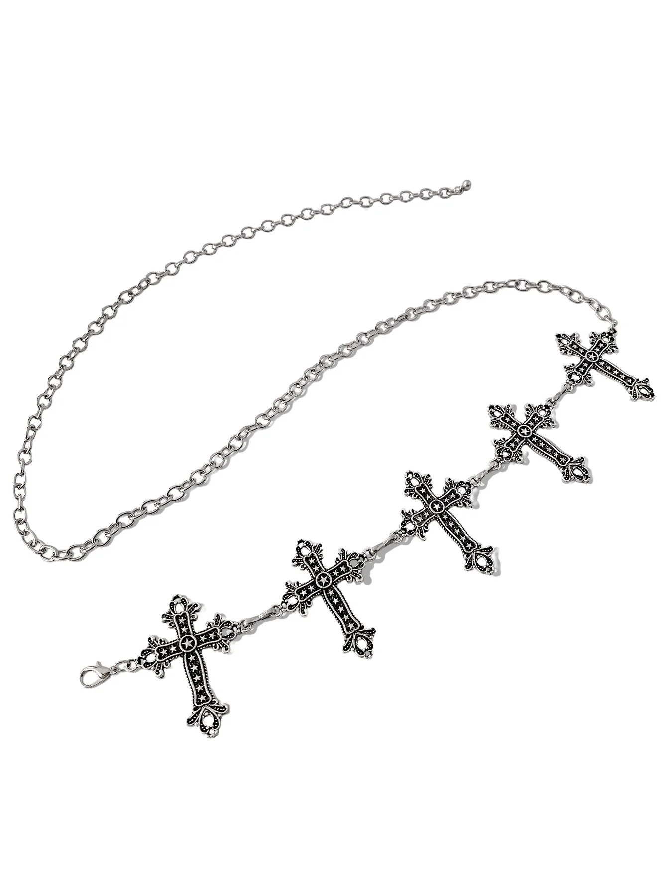 سلسلة خصر متقاطعة مجوفة فضية مكونة من قطعة واحدة من HERSHINE، إكسسوار هيب هوب للحفلات على الطراز القوطي Y2K، أزياء عيد الميلاد